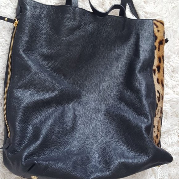 IACUCCI Leopard Calf Hair & Black Leather Tote - Picture 2 of 3